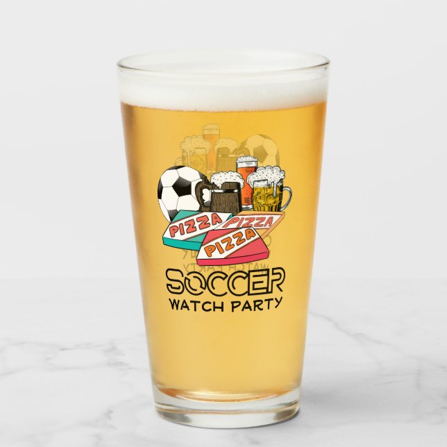 Football Beer Pizza SOCCER WATCH PARTY Glaskopp (Framsida fylld)
