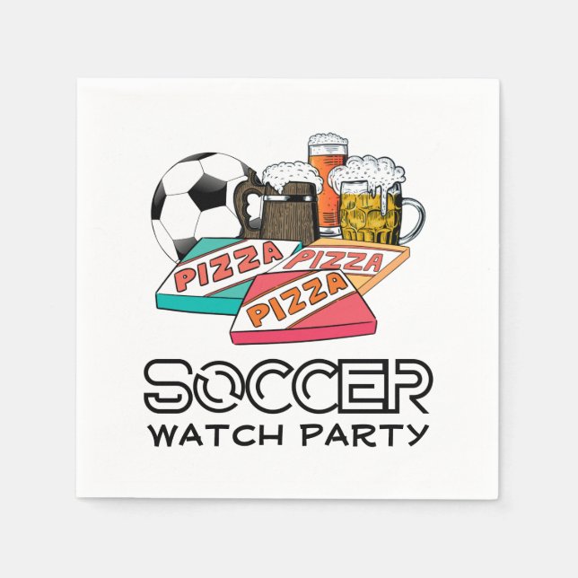 Football Beer Pizza SOCCER WATCH PARTY Pappersservett (Framsidan)