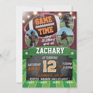 Football Birthday Invitation with photos Inbjudningar