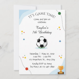 Football Birthday party Invitation template digite Inbjudningar