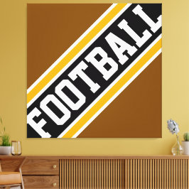 FOOTBALL Black Brown Gult Athletic Rand Canvastryck