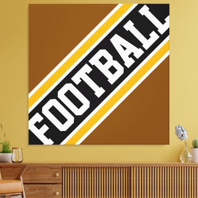 FOOTBALL Black Brown Gult Athletic Rand Canvastryck (Insitu (Vardagsrum))