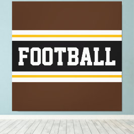 FOOTBALL Bold Brown Black White Gult Rand Canvastryck