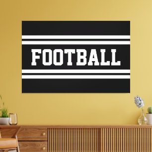 FOOTBALL Bold Sporty Black White Tävla Rand Canvastryck