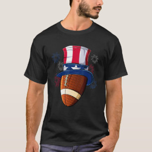 Football Boll farbror Sam Hat American Flagga 4 th T Shirt