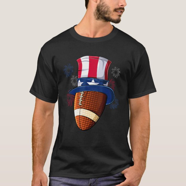 Football Boll farbror Sam Hat American Flagga 4 th T Shirt (Framsida)