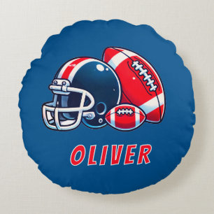 Football Boll Helmet Tecknad Birthday Boy Rund Kudde
