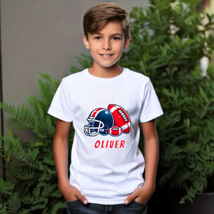 Football Boll Helmet Tecknad Birthday Boy T Shirt
