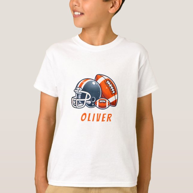 Football Boll Helmet Tecknad Birthday Boy T Shirt (Framsida)