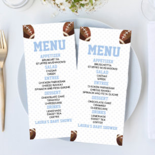 Football Boll Sports Blue Baby Shower Food Meny