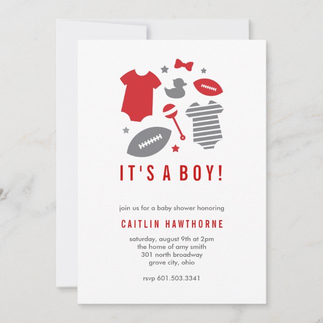 Football Boy Baby Shower Inbjudningar (Framsida)