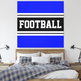 FOOTBALL Bright Blue Black White Tävla Rand Canvastryck
