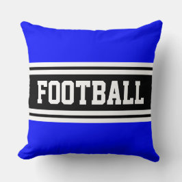 FOOTBALL Bright Blue Black White Tävla Rand Kudde