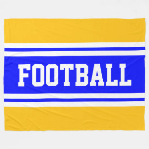 FOOTBALL Bright Blue Gult White Tävla Rand Fleecefilt