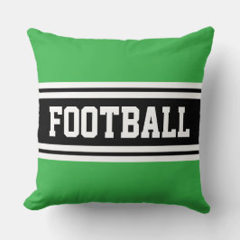 FOOTBALL Bright Grönt Black White Tävla Rand Kudde