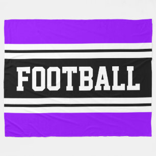 FOOTBALL Bright Lila Black White Tävla Rand Fleecefilt
