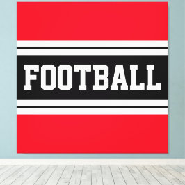 FOOTBALL Bright Red Black White Tävla Rand Canvastryck
