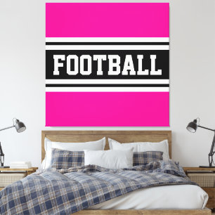 FOOTBALL Bright Rosa Black White Tävla Rand Canvastryck
