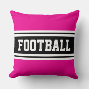 FOOTBALL Bright Rosa Black White Tävla Rand Kudde