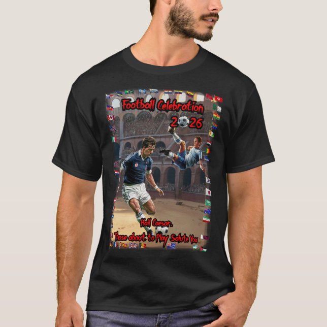 Football Celebration 2026 on a Black T Shirt (Framsida)