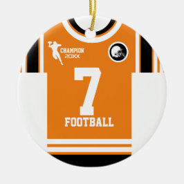 Football Champ Jersey Orange White Black Ornament