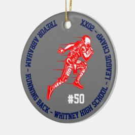 Football Champion Player School Blue Grått Red Julgransprydnad Keramik