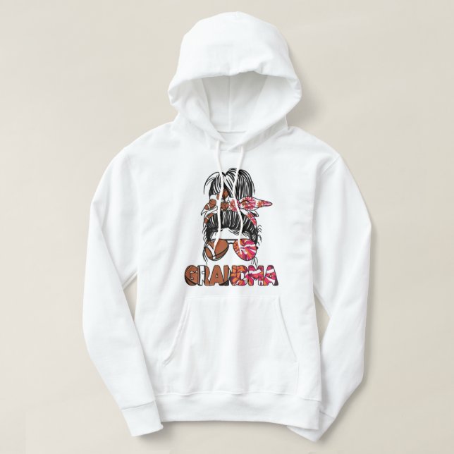 Football Cheer Grandma CheerLedare Fotbollspelare Hoodie (Design framsida)