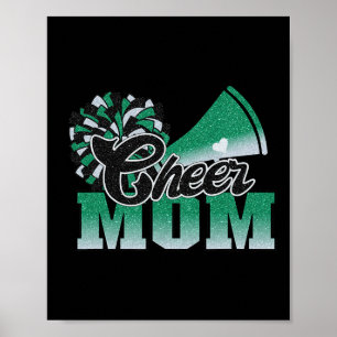 Football Cheer Mamma Grönt White Black Pom Leopard Poster