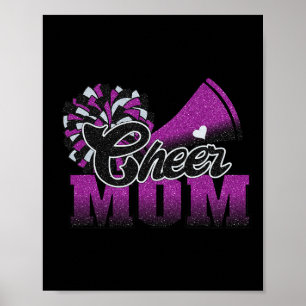 Football Cheer Mamma Lila Black Pom Leopard Poster