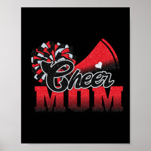 Football Cheer Mamma Red Black Pom Leopard 1 Poster