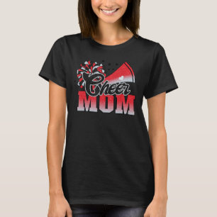 Football Cheer Mamma Red Black Pom Leopard T Shirt
