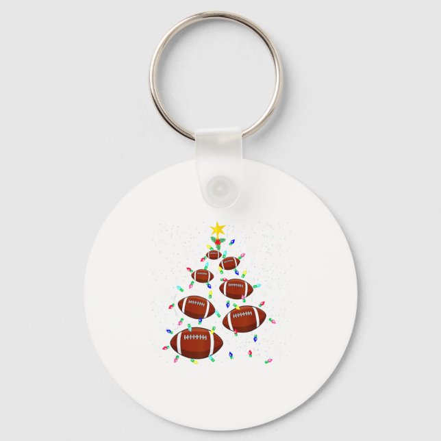 Football Christmas Tree Light Xmas Football Boys G Nyckelring (Framsida)