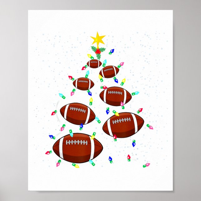 Football Christmas Tree Light Xmas Football Boys G Poster (Framsidan)