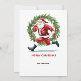 Football Christmas with Santa Claus Julkort