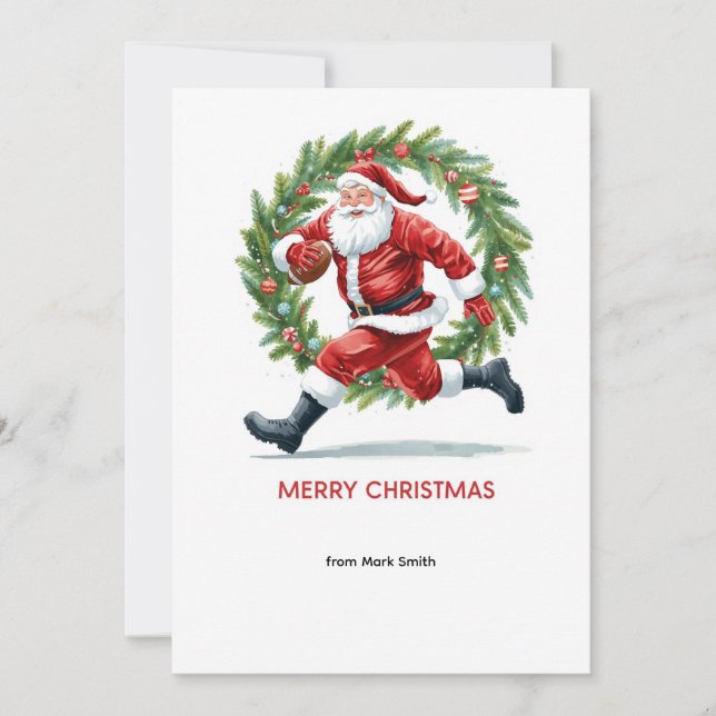 Football Christmas with Santa Claus Julkort (Framsida)