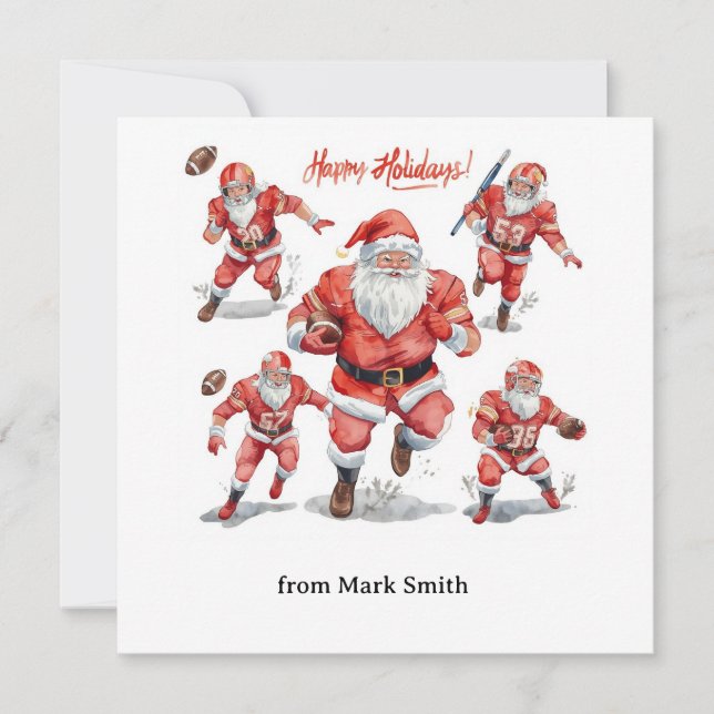 Football Christmas with Santa Claus Julkort (Framsida)