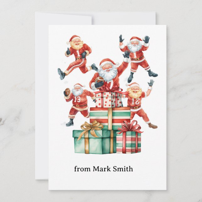 Football Christmas with Santa Claus Julkort (Framsida)
