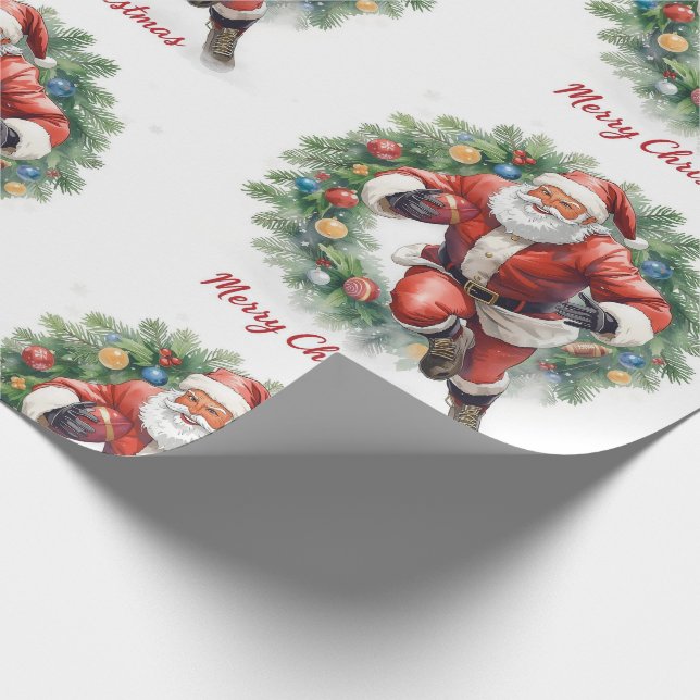 Football Christmas with Santa Claus Presentpapper (Hörn)