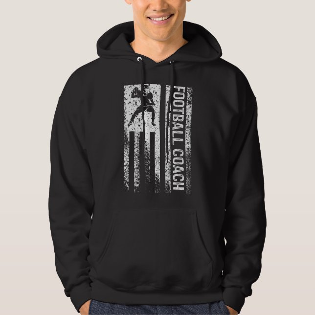Football Coach American Flagga Vintage Hoodie (Framsida)