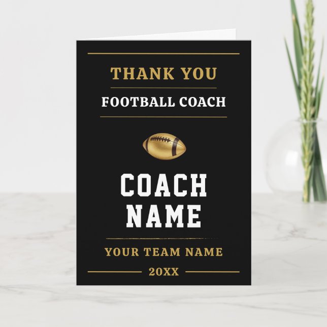 Football Coach Team Appreciation Gift Tack Kort (Framsida)