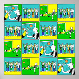 Football Design with Players and Cheering Fans Poster