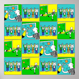 Football Design with Players and Cheering Fans Poster