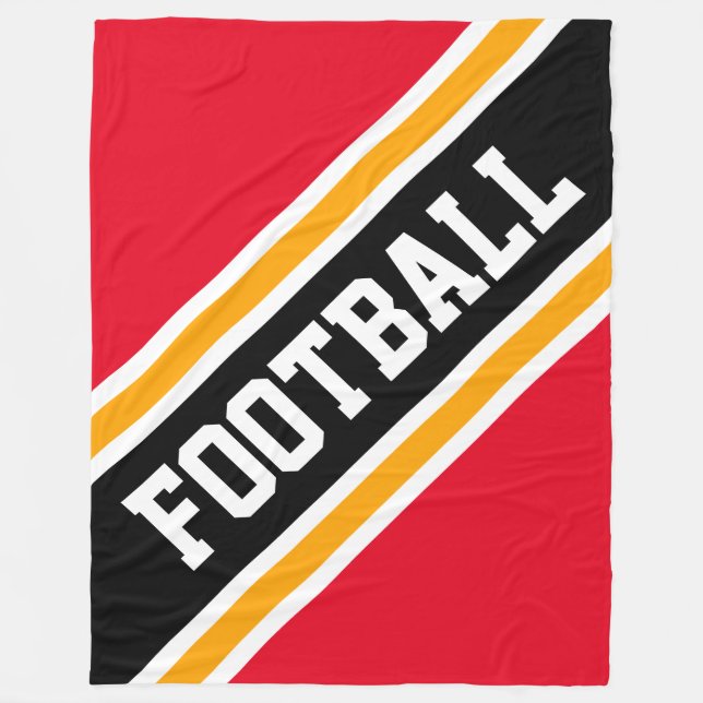 FOOTBALL Diagonal Black Red Gult Rand Fleecefilt (Framsidan)