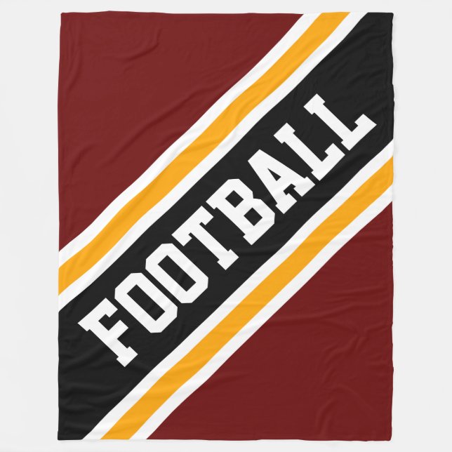 FOOTBALL Diagonal Red Black Gult Rand Fleecefilt (Framsidan)