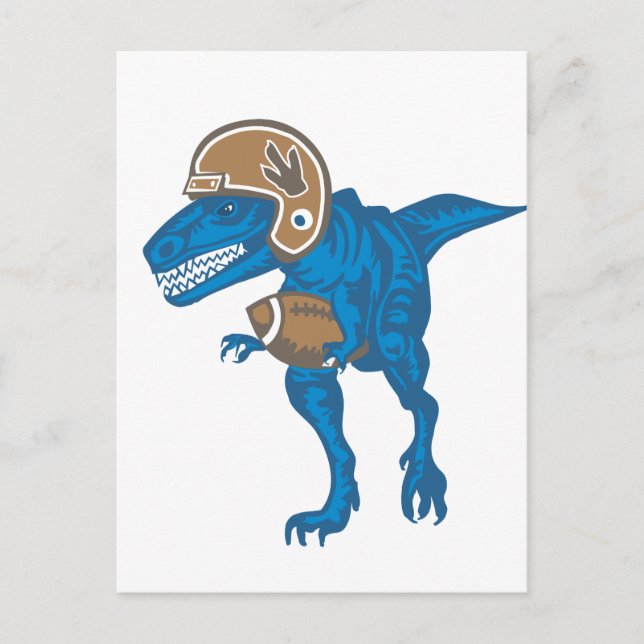 Football Dinosaur Blue Vykort (Framsida)