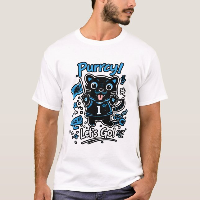 Football Fan Cat Illustration – Cute Mascot Style  T Shirt (Framsida)
