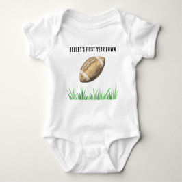 Football First Year Down Birthday Party T Shirt
