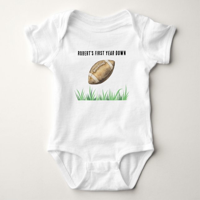 Football First Year Down Birthday Party T Shirt (Framsida)