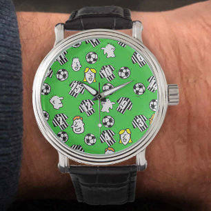 Football Fläkt Watch - Black & White Stripe Shirts Armbandsur