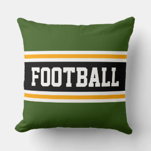 FOOTBALL Fold Forest Grönt Black Gult Rand Kudde